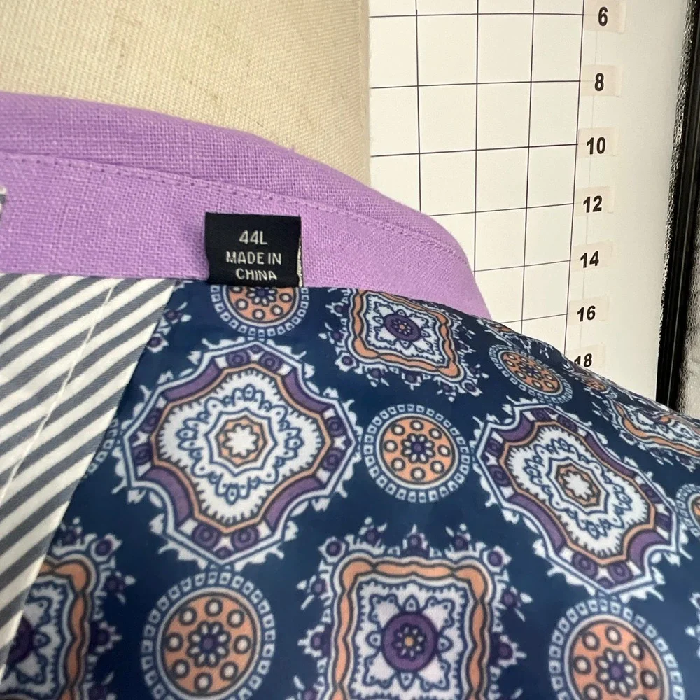 Tailorbyrd Collection Mens 44L Purple Linen Cotton‎ Blend 2 Button Blazer Jacket
